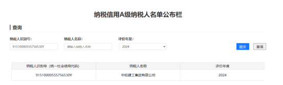 公司连续六年荣获纳税信用“A级”企业！